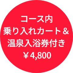 コース内乗り入れ最新ナビカート＆温泉入浴券付　￥4,800～
